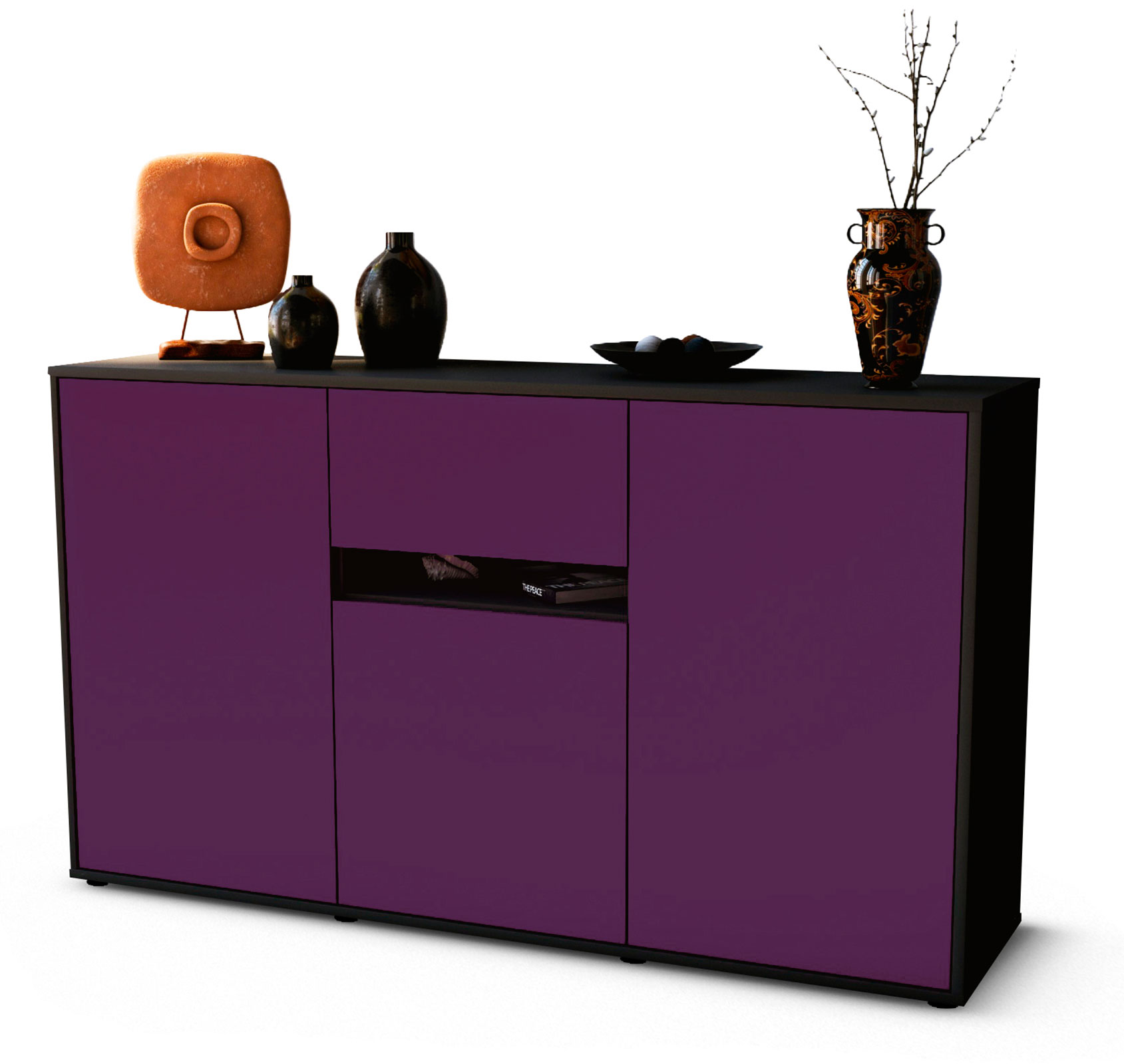 Sideboard Dorina, Anthrazit matt Farb-Design (136x79x35cm)