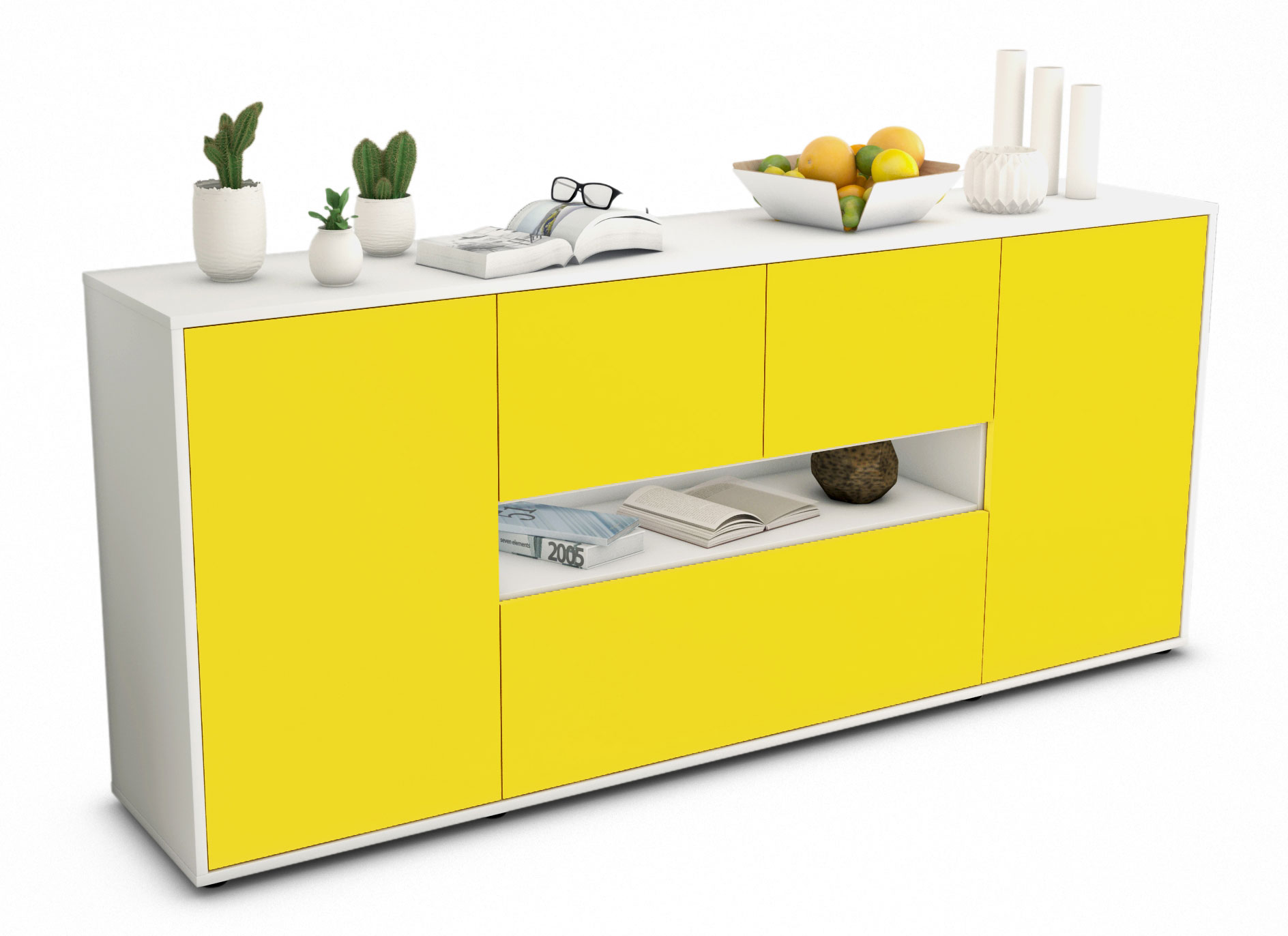 Sideboard Elisabetta, Weiss matt Farb-Design (180x79x35cm)