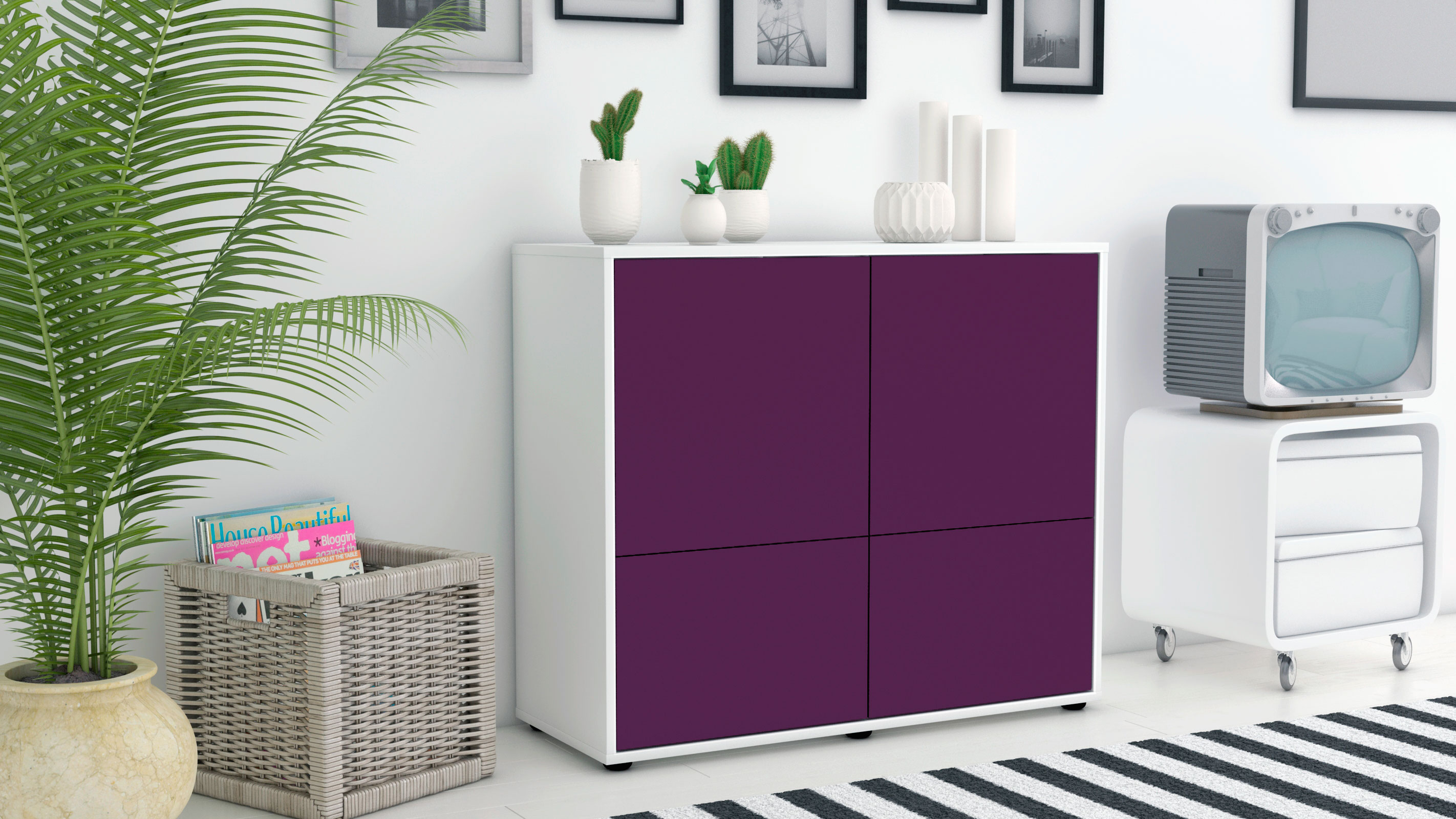 Sideboard Cara, Weiss matt Farb-Design (92x79x35cm)