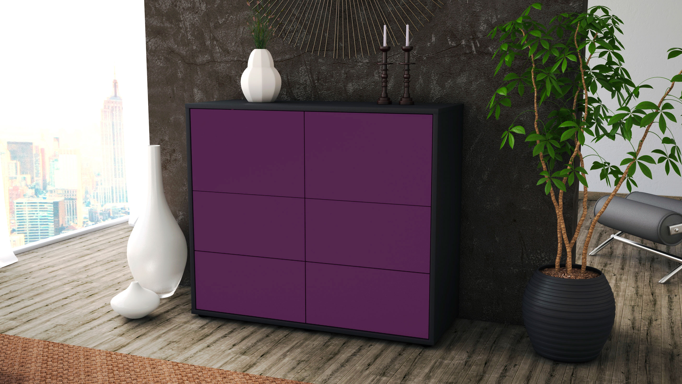 Sideboard Dana, Anthrazit matt Farb-Design (92x79x35cm)